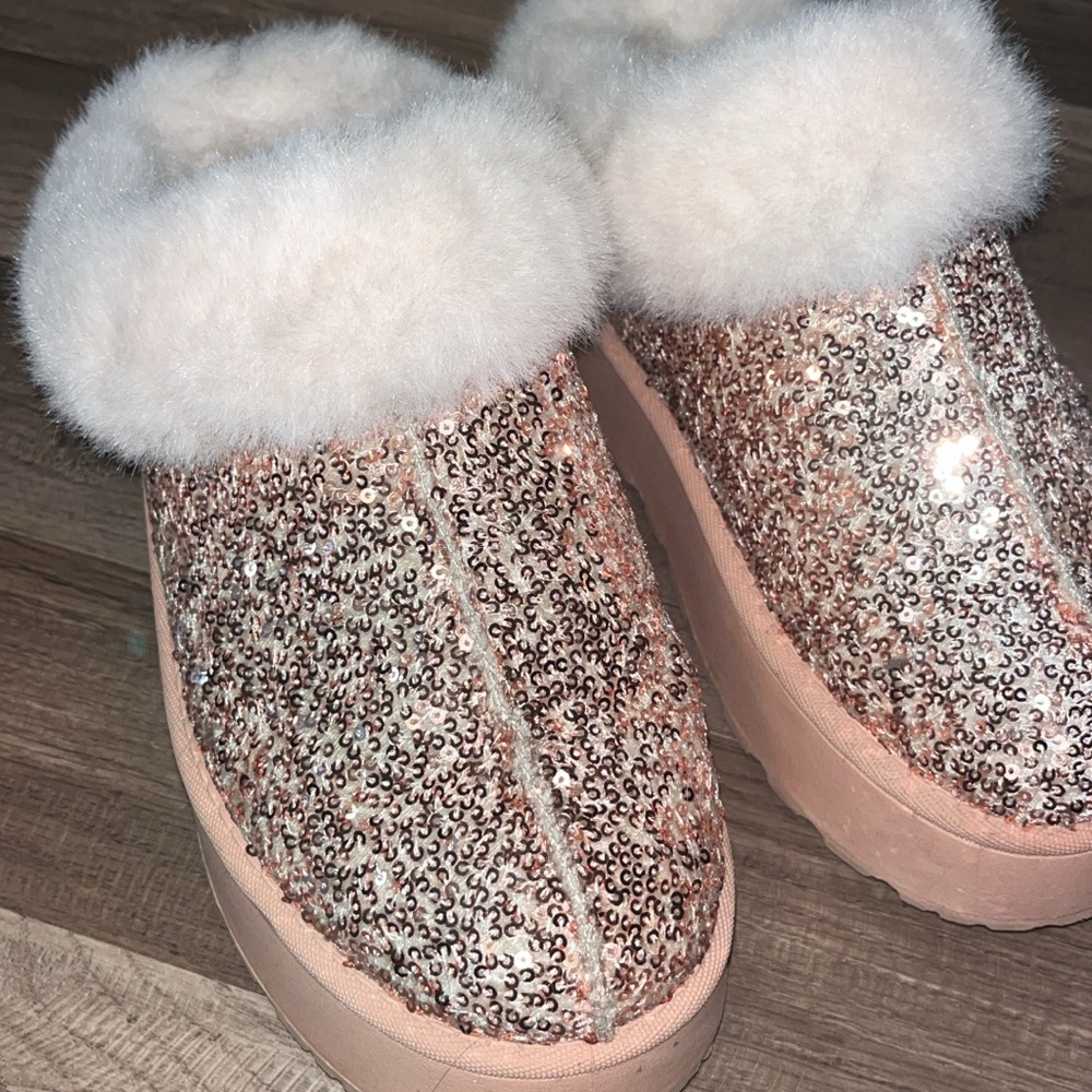 Sequin Fur-Lined Women's Shoes